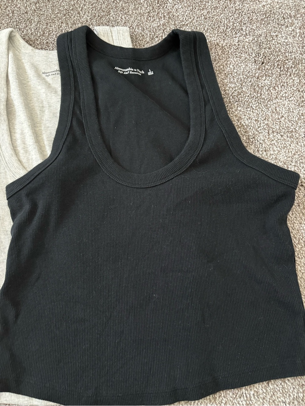 Abercrombie & Fitch Ribbed Tank Tops - Light Gray & Black - Picture 4 of 6
